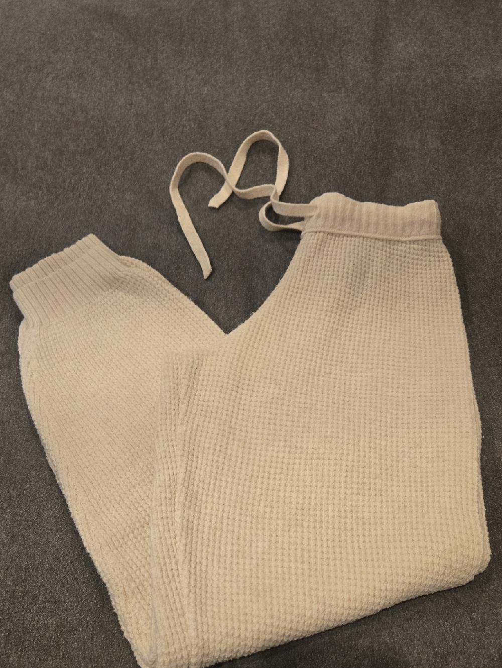 aerie Cream Waffle Knit Joggers